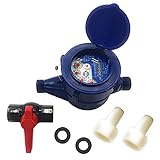 bath&bath 水道メーター プラスチック製 簡易 子メーター 水道量 水量計 庭水 洗車 家庭菜園 農業 船舶 魚運搬 用 1/2バルブ 付き