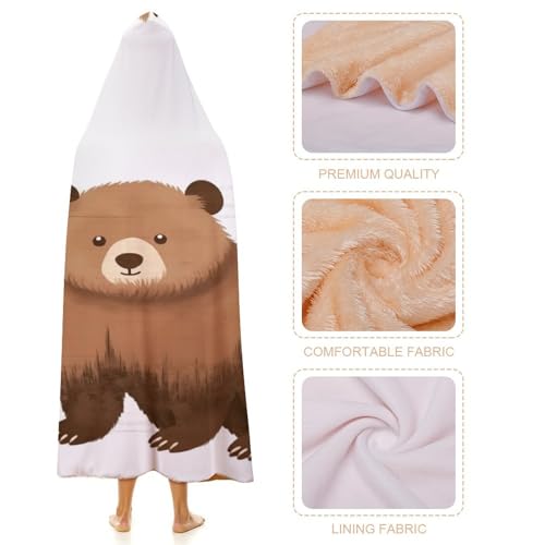 Couverture à capuche ours imprimée plaid portable 101x127 cm modèle 101 - 5