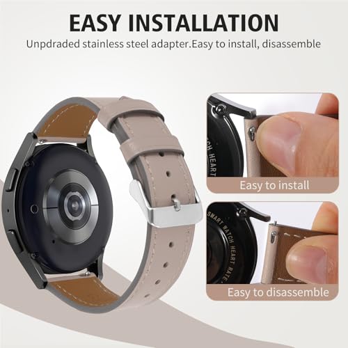 Italy Genuine Leather Watch Bands Men Women Compatible with Samsung Galaxy Watch Band, 20mm 22mm Lugs Watch Straps, Quick Release Wear-resistant Sweat-Resistant Smartwatch Replacement Strap