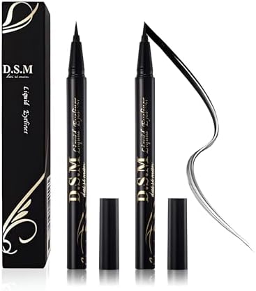 Waterproof Liquid Eyeliner Long Lasting&Smudgeproof Eye Liner 2 Packs Precise Eyeliner Pen for All Day with Slim Tip, Black, by SEILANC