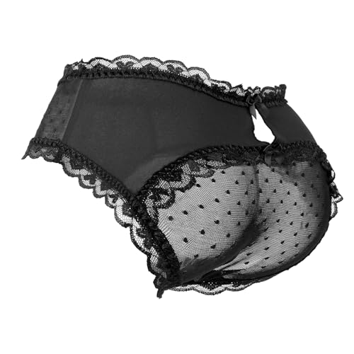 LittleForBig Unisex Hipster Spitze Slip Freche Sissy Höschen Mesh Shaping Tucking Gaff Brief für Crossdresser Transgender Schwarz M