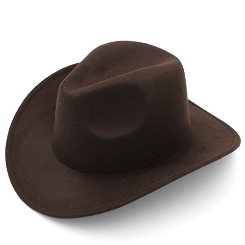 Kids Boys Girls Felt Cowboy Hat Wool Blend Children Western Cowgirl Cap (Coffee), 3-8 Years old3