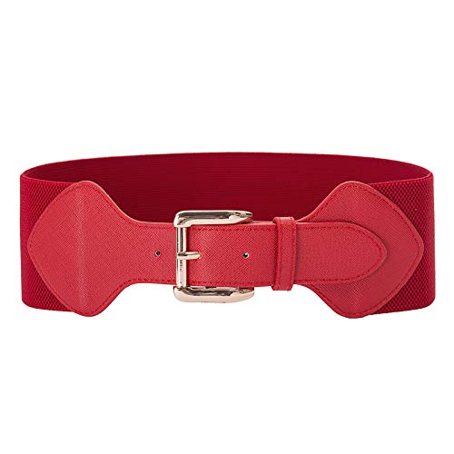 Women's Leather Wide Cinch Belt for Dress Skirt Jeans Red Size M CL998-4