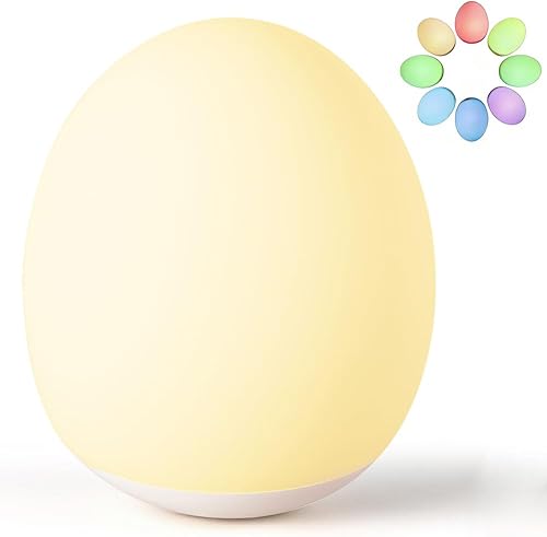 Luz nocturna para niños, luz nocturna de huevo con modo de cambio de 7 colores y temporizador de 30 minutos, lámpara de noche portátil para