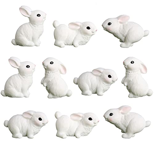 BLAPNK 15pcs Mini Rabbit Animal Figures Toy Easter Egg Cake Toppers, Miniature Rabbit Figurines Fairy Garden Moss Landscape DIY Terrarium Crafts...