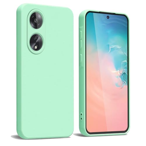 WBWONE Funda para OPPO Reno 8T 4G (Reno8T 4G), Suave TPU Silicona Carcasa con Forro de Tela Protectora Antigolpes Caso Resistente a los Arañazos - Verde Claro