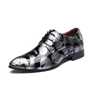 Scarpe Uomo Pelle, Derby Stringate Basse Elegante Sera Oxford Vintage Verniciata Marrone Blu Grigio Rosso 37-50EU