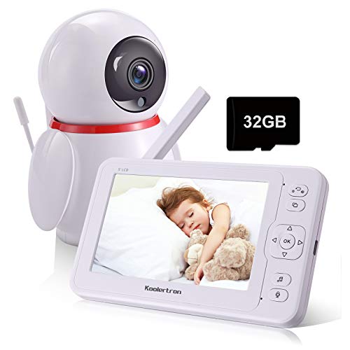 Babyphone mit Kamera, Koolertron Babyphone upgrade 1080P 5 Zoll HD Baby Monitor Avent With Video Recording Function mit 32G Memory Card Display with Night Vision and Two-way Intercom