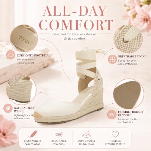 Image of Women's Espadrille Wedge Sandals Closed Toe Lace-Up Shoes