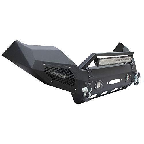 Vijay Front Bumper Textured Black with Winch Plate and 5 LED Lights for 2016-2021 Tacoma