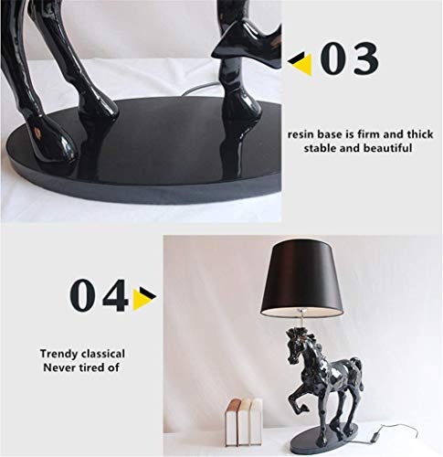 Desk Lamp Vintage Modern Black Lift The Foot Horse Lighting Handmade Fabric Shade Creative Resin Table Lamp E27 with Button Switch for Home Study Office Living Room Bedroom Bedside Lamp steampunk buy now online