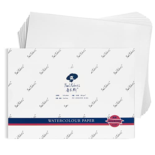 Paul Rubens Artist Quality Watercolor Paper, Painting Paper Acid-Free Hot Pressed 7.87'' X 5.43'', 100% Cotton 300Gsm 20 Sheets, Art Supplies Watercolor Drawing For Beginners, Artists #TOP7