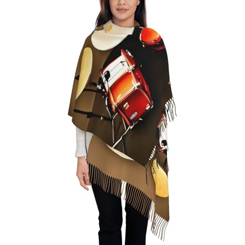 djfhwvjxt Explosion Feuerwerk 3D-Druck Quastenschal für Damen, Quastenschal, Schal, Wraps, Fransen, Frühling, Herbst, Winter, Schlagzeug-Set, Standard, One size