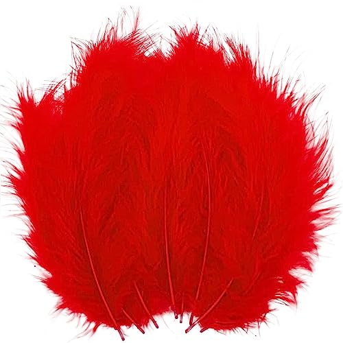 100Pcs Red Fluffy Turkey Marabou Feathers 4-6 Inches For Crafts Dream Catcher Fringe Trim Colored Feathers Fly Tying Material #TOP3
