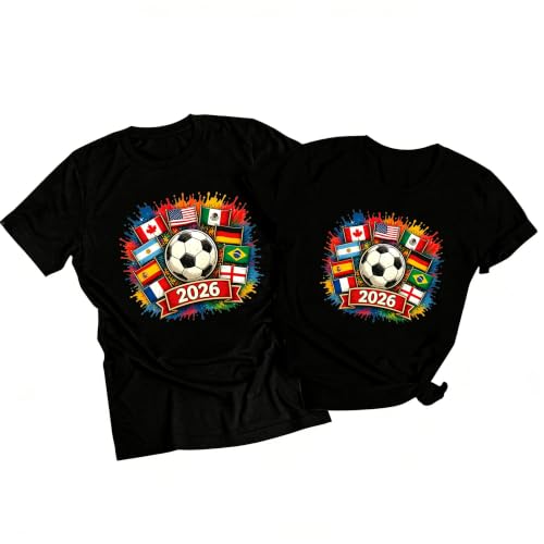 Eatbook Soccer Shirt for Women Men 2026 Football USA Soccer Cup Shirt Game Day Tops Couples Shirts WoBlack L