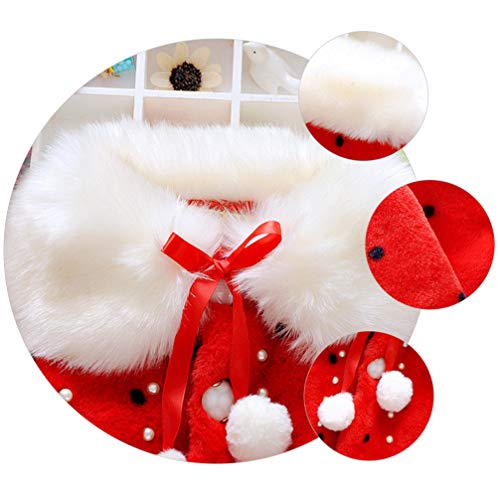 Amosfun Vermelho Moda Outono Inverno Peludo Colarinho Pára-Brisa de Algodão Casaco de Capa de Bebê M