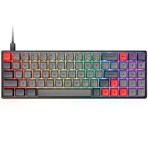 EPOMAKER SK71 71 Keys Hot Swappable Mechanical Keyboard with RGB Backlit PBT GSA Keycaps for Win/Mac/Gaming (Gateron Optical Red, Black)