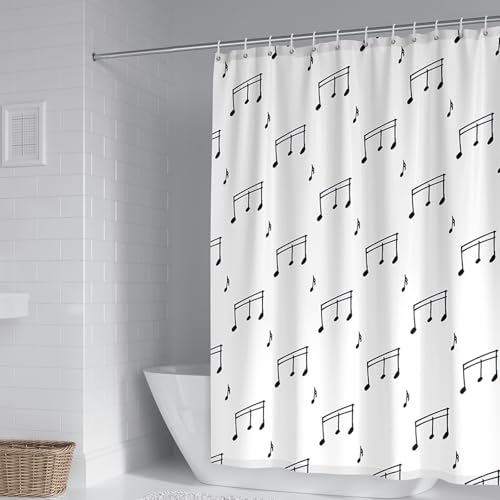 Rideau de douche polyester au motif notes de musique pour salle de bain