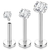 Chriscoco 16G G23 Titan Labret Piercing Internally Threaded Lippenpiercing Ohr Tragus Piercing Silber - 6/8/10MM