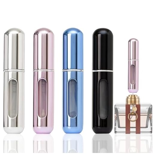 Portable Mini Refillable Perfume Atomizer Bottle, Travel Size Refillable Perfume Refill Bottle - Perfume Atomizer Refillables, Scent Pump Case, Small Perfume Spray 4 Pcs Pack of 5 ml