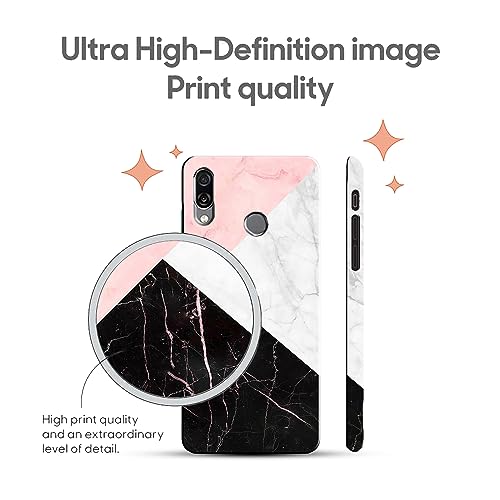 Image of COLORflow Back Cover Compatible with Honor Play | Beautiful Black White Pink Marble | Designer Printed Hard CASE Bumper Back Cover Compatible with Honor Play