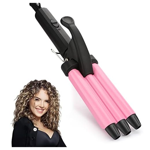 Mini 3 Barrel Curling Iron, Small Hair Crimper 1/2 Inch for Short Hair, Three Barrel Hair Waver, Portable Ceramic Tourmaline Triple Barrel Crimper Hair Iron for Home and Travel, Pink