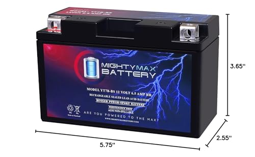 Mighty Max Battery YT7B-BS -12 Volt 6.5 AH, 110 CCA, Rechargeable Maintenance Free SLA AGM Motorcycle Battery (1 Pack)