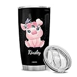 Wassmin Personalized Pig Tumbler Cup With Lid 20 oz 30 oz Custom Name Stainless Steel Double Wall...