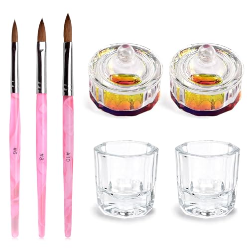 Set 4 Piezas Pinceles Acrílicos Kolinsky con 4 Vasos de Vidrio miniatura 1