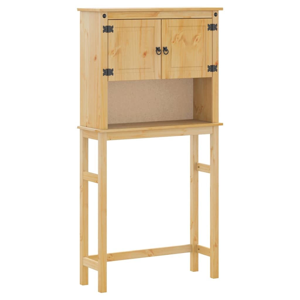 SYDE Mobile per lavatrice in legno di pino, mobile da bagno | 1 ripiano aperto, 2 scomparti, maniglie in metallo, sopra lavatrice o WC