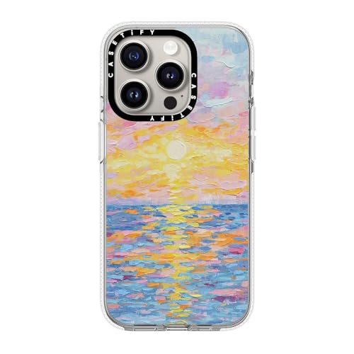 Coque transparente iPhone 15 Pro CASETiFY Coucher de soleil givré MagSafe de qualité