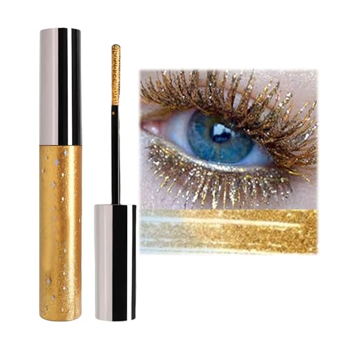 Lilbitty Glitzer Mascara Gold, Wasserfeste Wimperntusche Mit Hohem Pigmentanteil, Lange Und Dichte Wimpern, Sanfte Pflege Für Gesunde Wimpern, Keine Klumpenbildung