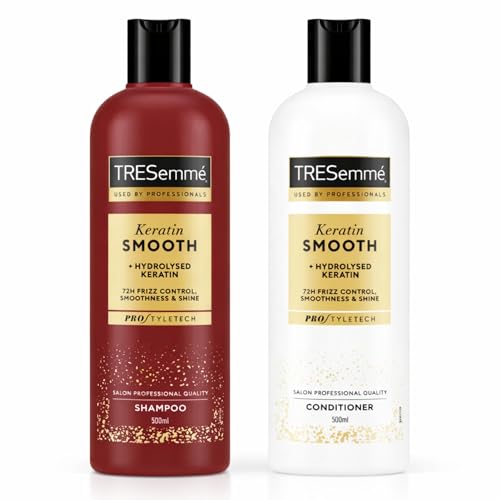 Image of TRESemmé Keratin Smooth Shampoo & Conditioner Set 500ml Each – Professional Hair Care with Hydrolysed Keratin, Anti Frizz Control, Smoothing Shampoo and Conditioner for Smooth, Shiny Hair