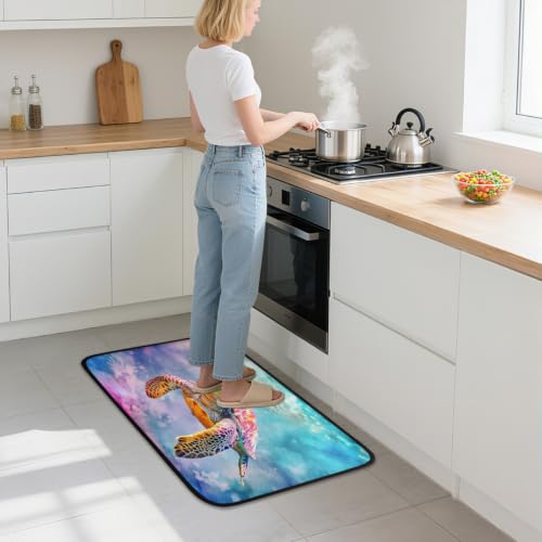 Tapis de cuisine tortue océan 99x51cm antidérapant et lavable