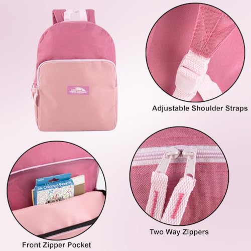 Trail maker 15 Inch Backpack for Girls, Preschool, Elementary & Middle School Students &ndash; Spacious Bookbag with Large Front Pocket, Adjustable Straps, Fits up to 13 Inch Laptop (Pink)