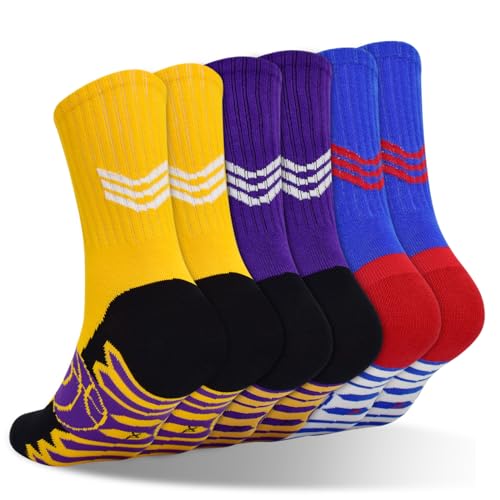 ELUTONG Atmungsaktive Sportsocken Kinder, 3 Paar Unisex Basketball Trainer...