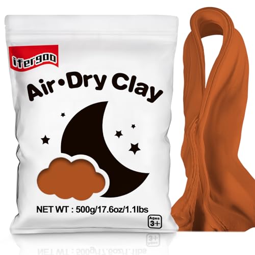 ifergoo 500g Brown Air Dry Clay, 1.1LBS DIY Creative Modeling Clay for Kids