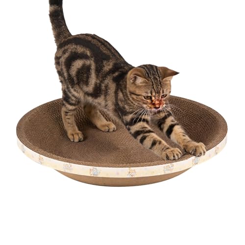 Tiragraffi rotondo per gatti, giocattolo interattivo ondulato, design compatto e resistente, divertente tappetino tiragraffi per gatti, appartamento, camera da letto, balcone, studio, sala giochi