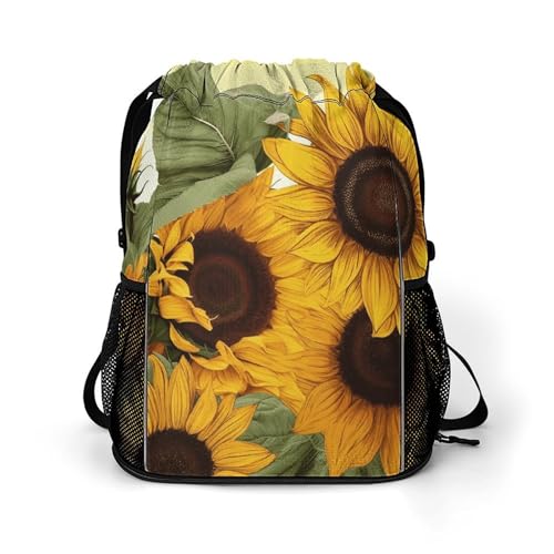 Sac à dos à cordon de serrage Tournesols idéal pour vos sorties plage et sport