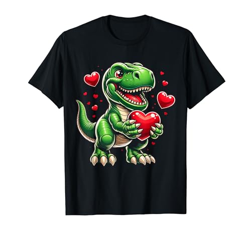 T-Rex Heart Love Valentines Day Tee - Dino Lover Ragazzi Bambini Maglietta