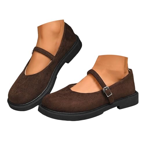 Imagen de Generisch Mary Jane Zapatos gigantes para mujer con plataforma de estilo Mary Jane de ante con puntera redonda