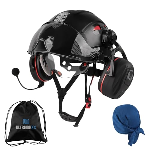 UM ULTRAMAXX Safety Helmet with Built-in Visor Bluetooth Ear Muffs,