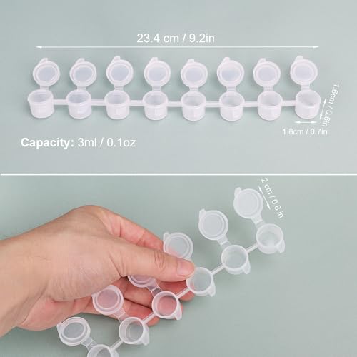 Image of 1600 Pieces 0.1oz Empty Paint Pot, 200 Strips Mini Empty Paint Pot with Lids for for art, outdoor sketching, and art festivals Art Festivals(3 ml)