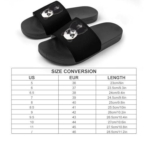 Panda with Eye Glasses House Slippers for Women Men Lightweight Open-toe Slide Shoes for Bathroom Swimming Beach2