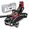 DNA Motoring 1.5 Ton Car Floor Jack Low Profile Hydraulic Trolley Service/Floor Jack, 1.5T / 3000 lbs Capacity, Lifting Range 5.3 Inch -12 Inch, with Storage Case, Black, TOOLS-00327-BK