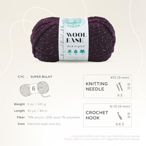 Image of Lion Brand Yarn 640-305 Wool-Ease Thick & Quick Yarn, Galaxy | Super Bulky Wool Acrylic Blend Fiber for Soft Hats, Sweaters, Chunky Blankets, Yarn for Crochet, Knitting, Crafts, Weaving
