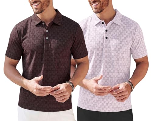 Image of TAGDO Men's Cotton Premium Casual Jacquard Fabric Polo T Shirt for Man | Collar | Half Sleeve | Comfortable Fit with Modern Style | Trendy Look (2067)