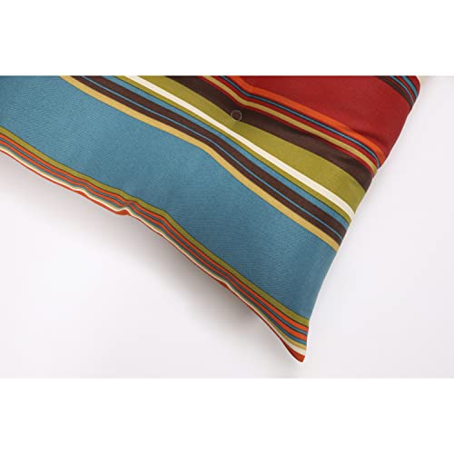 Pillow Perfect Outdoor/Indoor Westport Teal Tufted Seat Cushions (Square Back), 19" X 18.5", Stripe, 2 Count #TOP1