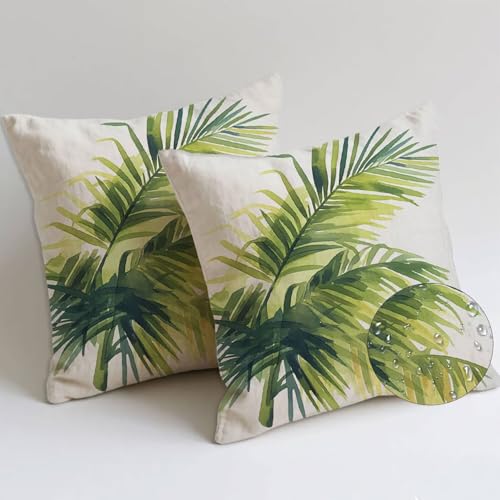 Planta Cojines Exterior Jardin Juego de 2 Funda Cojin 40x40 cm Hoja Cojin Exterior Decorativas Outdoor Cushions Impermeable Felpa Corta Suave Fundas Cojines para Exterior Garden Chair Decor C-1398