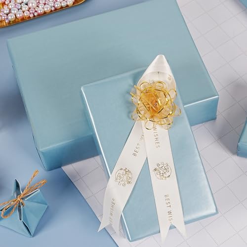 RUIFUN Sky Blue Wrapping Paper Roll, Light Blue Matte Wrapping Paper, Solid Color Metallic Wrapping Paper Roll, Baby Blue Gift Wrapping Paper for Birthday Baby Shower Wedding Christmas, 17Inch×33Feet - Image 5